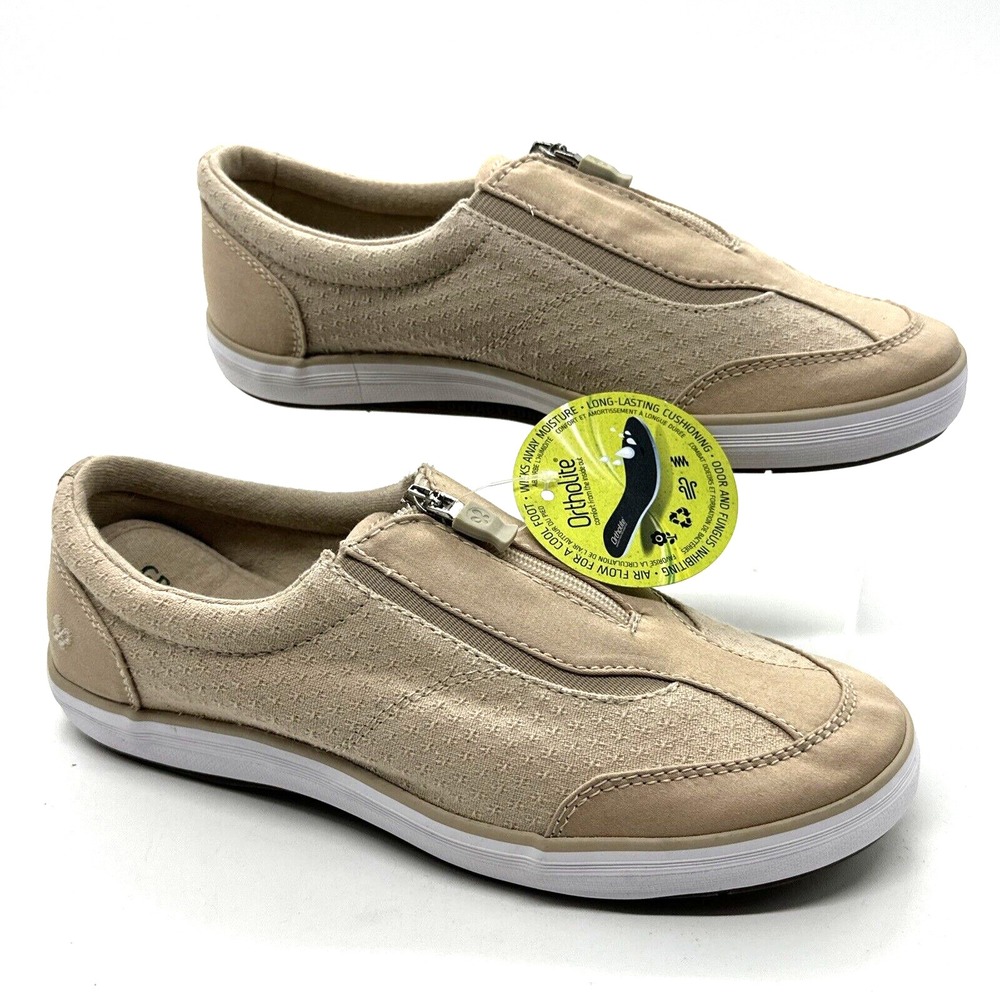 Grasshoppers Women's Size US 6 W - Ortholite Beige Zip Comfort Shoes EF52810